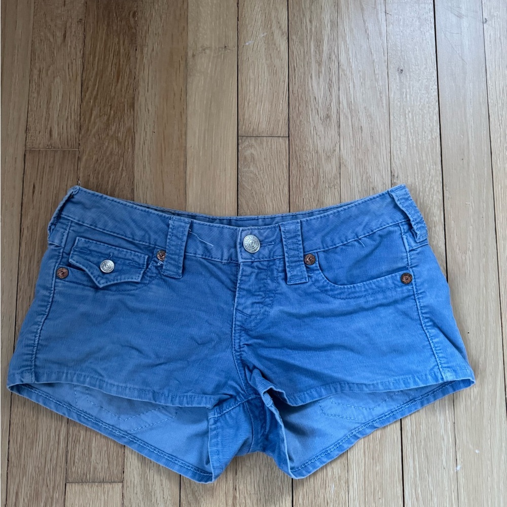 True Religion Blue Corduroy Shorts